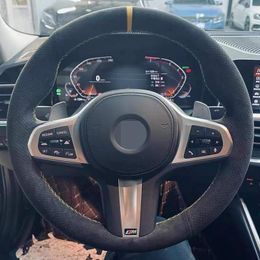 Steering Wheel Covers Black Suede DIY Car Cover For M Sport G30 G31 G32 G20 G21 G14 G15 G16 X3 G01 X4 G02 X5 G05 AccessoriesSteering CoversS