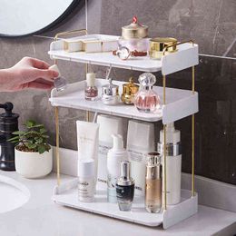 Layers Nordic Bathroom Cosmetic Floor Shelf Make Organizer Jewelry Container Brush Holder Lipstick Perfume Storage Rack J220702