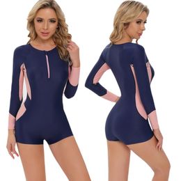 Women's Swimwear Diving One Piece Swimsuit Print Long Sleeve Women Bathing Suit Rash Guard Surfing Swimsuits Swimming Rashguard