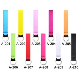 10 Colors Neoprene Wristband Keychains Solid Color Long Strip Keychain Pendant Key Decoration Key Chain Keyring