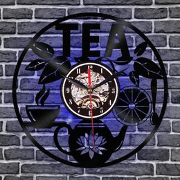 Wall Clocks 2022 Afternoon Tea Time Record Clock Pot Design Decor Drink Art Room