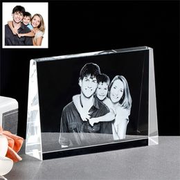 2D Personalised Clear Big Glass Frame Customized Po Album Square Picture Xmas Gift Keepsake Wedding Party Souvenir 220711