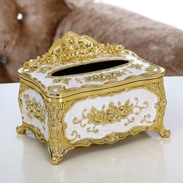 Elegant Gold Chic Napkin Case Holder Hotel Decoration European-style Retro Carton Creative Household Waterproof Tissue Box BBB15466