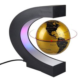 Novelty Lighting C Shape Magnetic Levitation Floating Globe World Map with LED Light Gifts School Teaching Equipment Home Office Desk Decoration