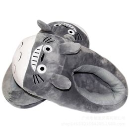 28cm Anime My Neighbor Totoro Plush Slippers Soft Stuffed Indoor Shoes Winter Warm For Woman And Man 201026