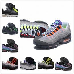 2022 Top Quality 95 Running Shoes Men Women Triple Black White Neon Laser Fuchsia Red Orbit Bred 95s Mens Trainers Sports Sneakers g067#