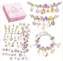 Multi Beads Charms DIY Jewellery Bracelet Happy Children Unicorn Love Heart bracelets Girl Student gift