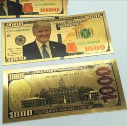 Party Supplies Trump Dollar USA President Banknote Plastic Gold Foil Pleated Bills American General Election Souvenir Fake Money Coupon C0809G03