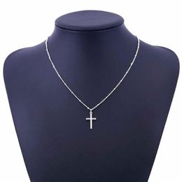 Pendant Necklaces Piece Fashion Chain Small Cross Necklace Religious Jewelry Fine Golden Collar GlitteryPendant