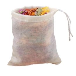 100 Pieces Drawstring Reusable Cotton Nut Milk Philtre Bag Fine Mesh Food Colander Cooking Tea Coffee Cheese Wine Strainer Cheesecloth