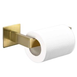 Toilet Paper Holders No Drilling Self Adhesive Brush Gold Holder SUS 304 Stainless Steel Tissue Bathroom AccessoriesToilet