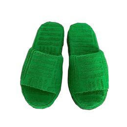 Summer Platform Slide Designer Slipper For Woman Luxurious Sandal Fluffy Slippers Tower Sliders Fabric Rubber Outsole Green Woman Sandales With Box