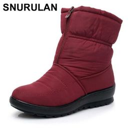 SNURULANPromotion Women Snow Boots Woman Ankle Platform Wedges Fashion Slipon Waterproof Winter New Plus Velvet Warm ShoesE006 Y200115