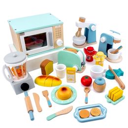 Kids Wooden Pretend Play Sets Wooden Toys Parent-child Exchange Interest Cultivation Children's Simulation Kitchen Toy Set LJ201211