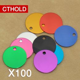 CTHOLD 100Pcs Dog ID Tag Round Key Aluminium Blank Name Number s Cat Pendants Component Personalised Pet Collar s Y200515