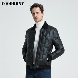 COODRONY Brand Duck Down Jacket Men Fashion Striped Casual Coat Men Clothes Autumn Winter Thick Warm Jackets Pockets 98028 201209