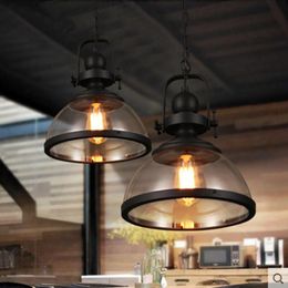 Pendant Lamps Iron LED Lights Loft Industrial Kitchen Hanging Lamp For Dining Room Decor Home Light Fixtures Glass LampshadePendant