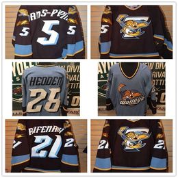 Nik1 New Customize ECHL 2010-11 Toledo Walleye 28 Mike Hedden 5 Simon Danis Pepin Mens Womens Kids Best quality Cheap Hockey Jerseys Goalit Cut