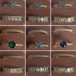 Wedding Rings Fashion Cubic Zirconia Engagement Ring Set For Women Men Round Crystal Party Jewelry GiftWeddingWedding Edwi22