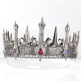 Hair Clips & Barrettes Baroque Vintage Crystal Royal King Crown For Men Round Big Tiaras Black Crowns Retro Prom Party Gothic Costume Access