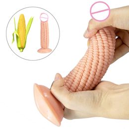 Soft Simulation Corn Dildo Anal Masturbator sexy Toys For Woman With Strong Suction Cup Dick Toy Fake Penis Big Butt Plug