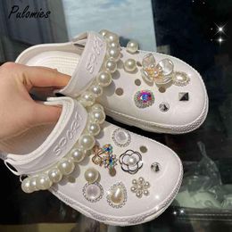 Nxy Sandals Women Slides Shoes And Charms Rhinestones Garden Flip Flops Female S