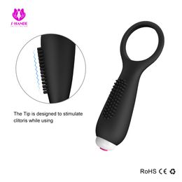 Delayed Ejaculation Penis Ring Vibrator Studs Silicone Cock 7 Speed Vibrating On Dick For sexy Men Cockring Bullet Vibra