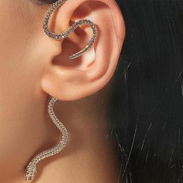 Clip-on & Screw Back Rhinestones Snake Women Earrings Clips Sexy Vintage Ear Cuffs For Men Fake Piercing Jewellery 1pc E4X7Clip-on