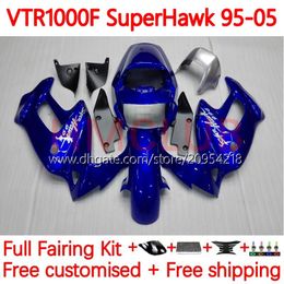 Body Kit For HONDA VTR1000F SuperHawk VTR1000 111No.11 VTR 1000 F 1000F 97 98 99 00 01 02 03 04 05 VTR-1000F 1997 1998 1999 2000 2001 2002 2003 2004 2005 Fairing metal blue
