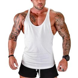 Men's Tank Tops Workout Bodybuilding Sports Brand Gym Mens Back Top Muscle Fashion Sleeveless Shirt Stringer Clothing Singlets Fitness VestM