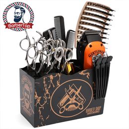 Barbertop Hairdressing Tools Storage Box Barber Scissors Comb Clips Holder Large Capacity Salon Accessories Rack Organiser 220706