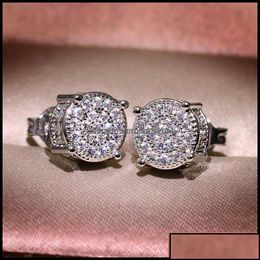 Stud Earrings Jewellery Studs Yellow White Gold Plated Sparkling Cz Simated Diamond For Men Women 159 T2 Drop Delivery 2021 2Wmuq Yds7Q