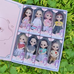 Dolls 8 Pieces set Of 16cm Girl Doll 112 BJD Mini 13 Joint Movable Doll Exquisite Box Packaging DIY Fashion Dress Up Birthday Gift 220826