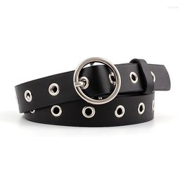 Belts Women PU Leather Belt Round Metal Pin Buckle Circle Brand Fashion Punk O Ring For BeltBelts Smal22