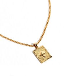 Pendant Necklaces Square Golden Mushroom Necklace Baroque Vintage Women's Statement Stainless Steel Chain Choker GiftPendant