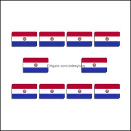 Pins Brooches Jewellery 10Pcs Paraguay National Flag Brooch Fashion Lapel Pin For Women And Men Backpacks Clothes Patriotic Decor Acrylic Bad