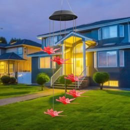 Decorative Objects & Figurines Solar Wind Chime Lamp Butterfly Hummingbird Lawn Lamps IP65 Waterproof Outdoor Windows Shop Courtyard Hanging
