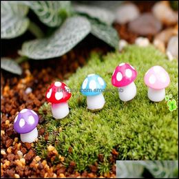 Other Home Garden 24Pcs/Lot Fairy Miniatures Mini Mushroom Ornaments Resin Craft Miniature Figurines Manualidades Drop Delivery 2021 Lau1B