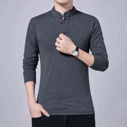 BROWON Long Sleeve Tshirt Men 2022 Spring Autumn Korean Casual Slim T Shirt Men Stand Collar Plus Size T-shirt for Men Clothes T220808