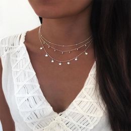 Chains Real 100% 925 Silver Choker Rhinestone Star Pendant Necklace Crystal Women Chain Sterling Fine Jewellery GiftChains