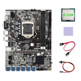 Motherboards B75 ETH Mining Motherboard 12 PCIE To USB+I3 2120 CPU+Switch Cable+SATA Cable+Thermal Pad LGA1155 USB