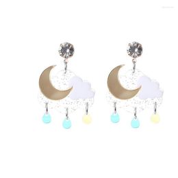 Dangle & Chandelier Fashion Korean Geometric Cloud Raindrop Pendant Earring Crystal Moon Acrylic Drop Earrings For Women Jewelry Accessories