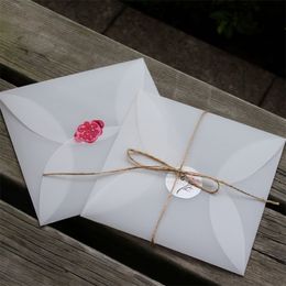 50pcs 1616cm Square Translucent White Parchment Paper Invitation Envelope DIY Invitation Creative Envelope Scarf Packaging T200115