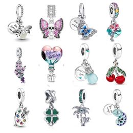 925 Sterling Silver Dragonfly Mosaic Pendant butterfly charm Beads for Pandora Bracelet - Perfect DIY Jewelry Gift for Women