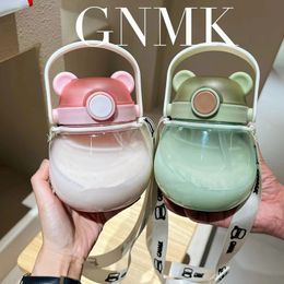 Straw Water Bottles high-value girls big belly plastic cup portable cup children's bear cups