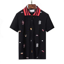2022 designer stripe polo shirt t shirts snake polos bee floral mens High street fashion horse polo luxury T-shirt p00008