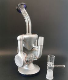 Delicate Design 10 inch Silver Thick Glass Water Bong Hookah with Blue Base Oil Dab Rigs Smoking Pipes