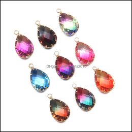 Arts And Crafts Arts Gifts Home Garden Colorf Crystal Glass Waterdrop Shape Charms Pendant Finding For Diy Necklaces Jew Dhntu