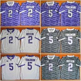Thr Mens TCU Horned Frogs College Football Jerseys 5 LaDainian Tomlinson 2 Trevone Boykin University Stitched Football Shirts
