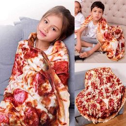 Blankets Soft Warm Flannel Pizza Blanket 180cm Round Shape Donut Hamburger Aeroplane Travel Portable Wearable Summer Throw